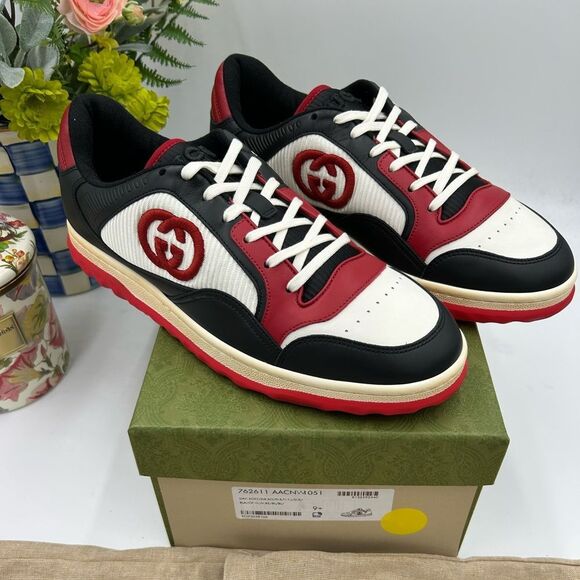 Men's Gucci, Mac 80 low top leather sneakers size 9.5 fits 10 US made in Italy - Picture 1 of 11